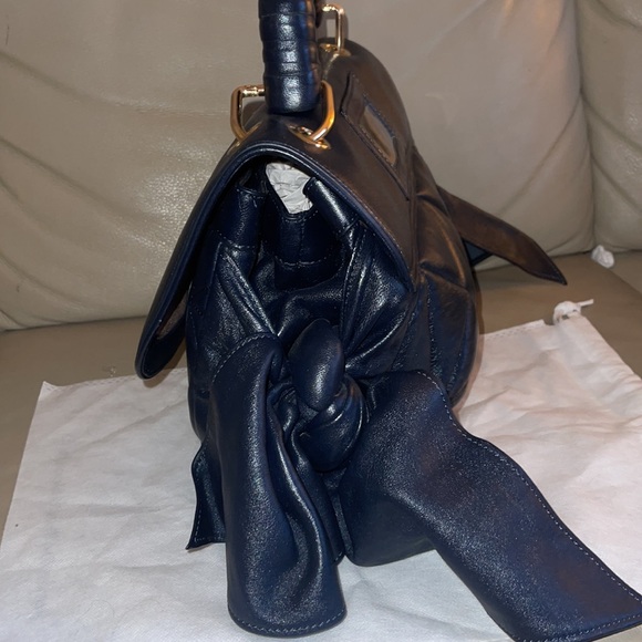 Authentic Z Spoke By Zac Posen double bow leather navy blue Bag - Picture 4 of 16